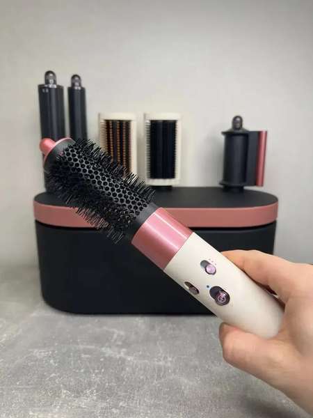 Стайлер для волосся з кейсом Airwrap Complete Long 6 насадок Сeramic Pink/ Rose Gold id08 фото