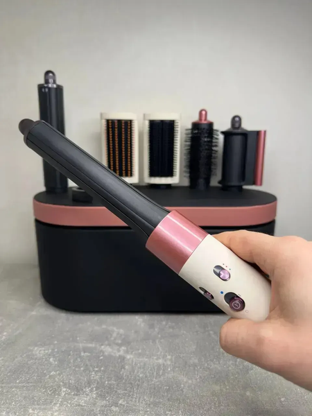 Стайлер для волосся з кейсом Airwrap Complete Long 6 насадок Сeramic Pink/ Rose Gold id08 фото