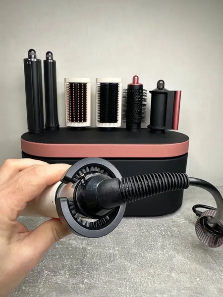 Стайлер для волосся з кейсом Airwrap Complete Long 6 насадок Сeramic Pink/ Rose Gold id08 фото